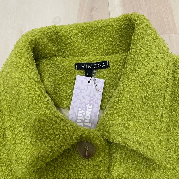 NWT Mimosa Women’s Large Textured Green Jacket Crop Boxy Fit Button-Up - Picture 4 of 11